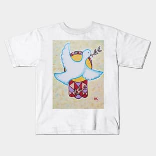 Dove of Peace Hamsa by Harriette Knight Kids T-Shirt